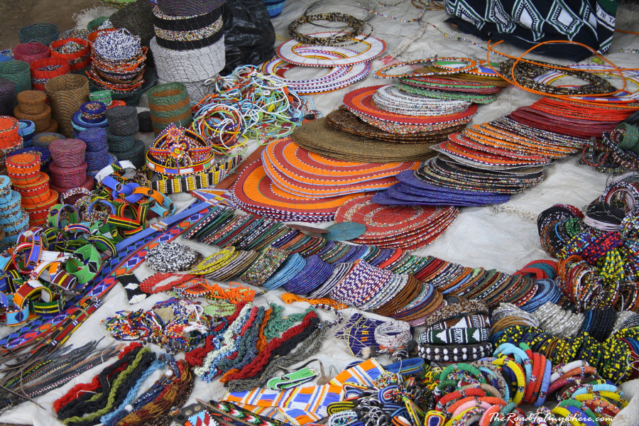 a collection of traditional African beaded handicrafts
